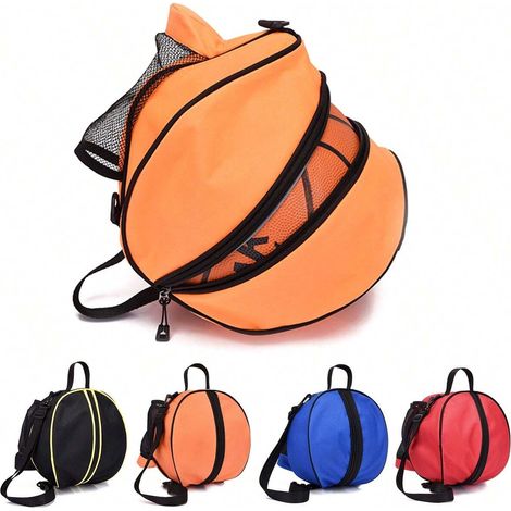 Robuste, Tragbare Basketballtasche, Geeignet Für Basketbälle Und Fußbälle Der Größen 7 Bis 5. Kann In Der Hand Getragen Oder Als Rucksack Verwendet Werden. Farbe: Orange.