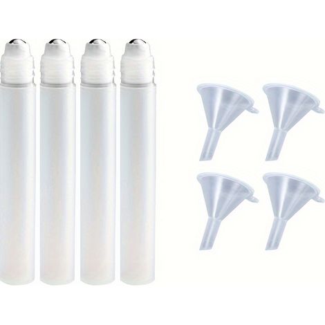 Set Mit 4 Roll-on-fläschchen (10 Ml) Inklusive Trichter, Praktische Reisebehälter Aus Kunststoff Für Ätherische Öle, Parfums Und Mückenschutzmittel, Tragbare Spender, 4 X 10 Ml