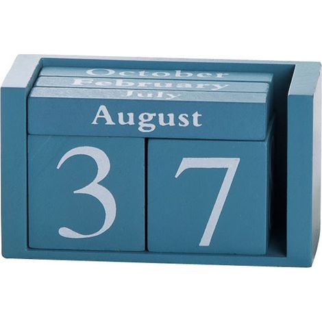 1 Blauer, Ewiger Tischkalender Aus Holz, Verstellbarer Datums- Und Monatsanzeigeblock Aus Holz, Dekoration Für Büro, Geschäft Oder Bartheke