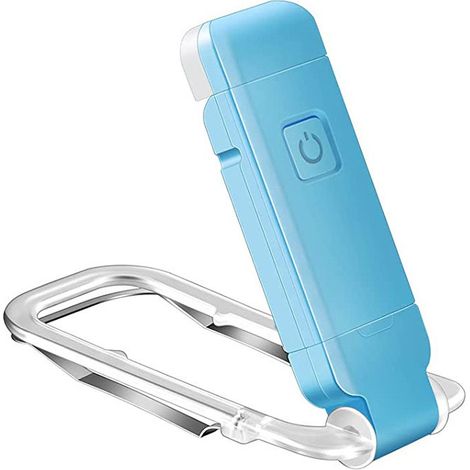 Wiederaufladbare Led-leselampe Mit Usb-anschluss, Einstellbares, Augenschonendes Licht, Tragbarer Clip, Blau