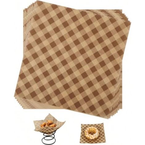 100 Blatt Feinkostpapier – 7x7 Zoll Karierte Einlagen Für Speisenkörbe (sandwiches, Hamburger) – Fettabweisende Verpackung Für Restaurants, Bäckereien Und Caterer