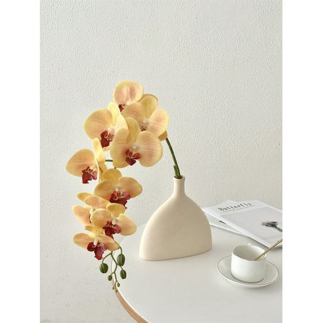 1 Stück: Künstliche Orchideenstiele, Realistische Latex-optik, Phalaenopsis-zweige, Künstliche Cymbidium-blüten, Geschenk Zur Heimdekoration, Gelbe Farbe