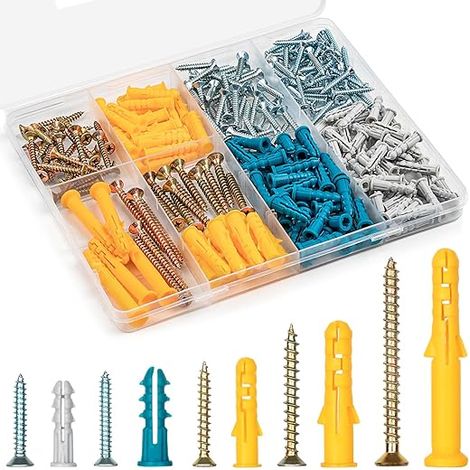 270-teiliges Set Mit Dübeln Und Schrauben Für Trockenbauwände, 135 Spreizdübel Und 135 Holzschrauben Mit Kreuzschlitz, 5-teiliges Wandbefestigungsset Für Dekorationen