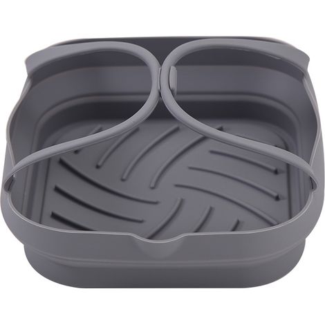 Silikon-grillmatte Für Heißluftfritteusen, 20 Cm Mit Griff, Quadratische Backform, Faltbar, Umweltfreundliches Küchenutensil