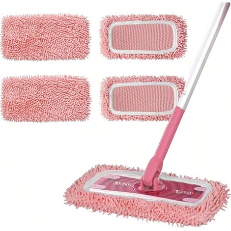 Set Mit 4 Nasswischmopps Aus Mikrofaser, Waschbar, Wiederverwendbar Für Nass- Und Trockenreinigung, Ideal Für Bodenreinigung, Grau