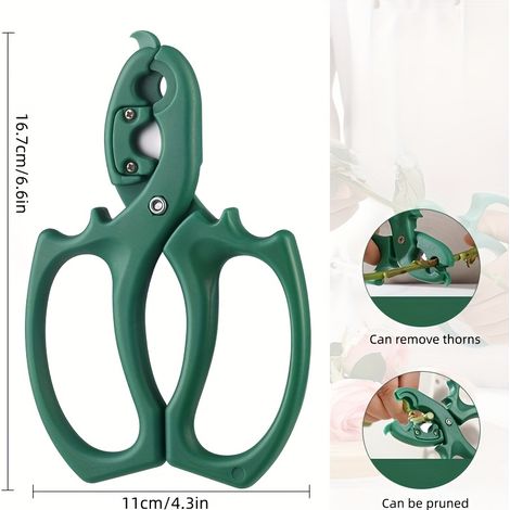 2-in-1 Blumenschere – Zweigschere, Rosendornentferner, Gartenschere Aus Edelstahl, Grün