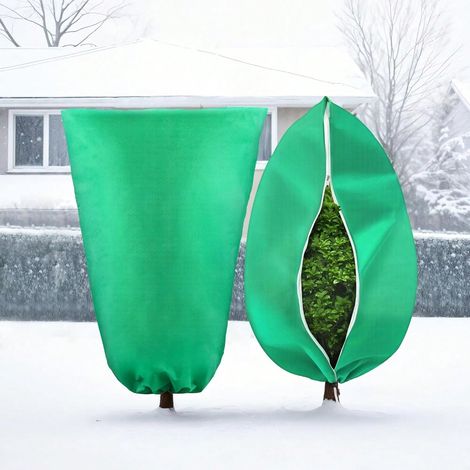 2er-pack Winter-frostschutz Für Obstbäume - Dicke Grüne Pflanzenabdeckung Mit Reißverschluss Und Kordelzug, Schützt Vor Kälte, Schnee, Insekten Und Vögeln Für Gärten,