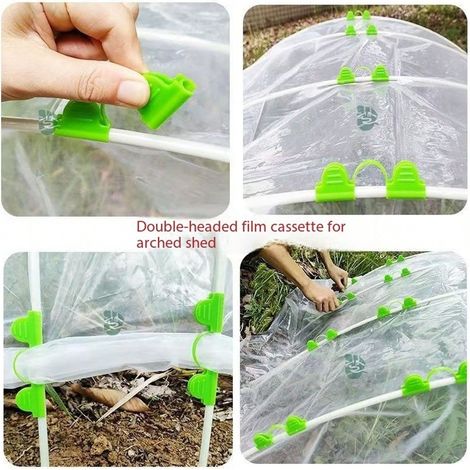 20 Stück Doppelkopfclips Für 5 Mm Dünne Folien, Zubehör Für Gewächshausglasstäbe, Windfeste Befestigung Für Bogengewächshäuser