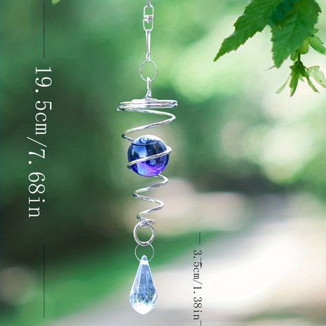 3d-spiral-metallanhänger (1 Stück), Blau-grüner Kristallpfeil Und Sonnenfänger-windspiel, Vogelabweisende Pailletten, Blau