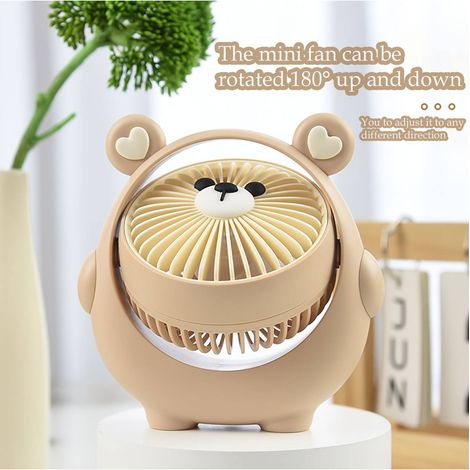 Kleiner Tischventilator, 500 Mah, 3 Geschwindigkeitsstufen, 180° Drehbar, Usb-aufladbar, Weiß, Für Schlafzimmer Und Büro.