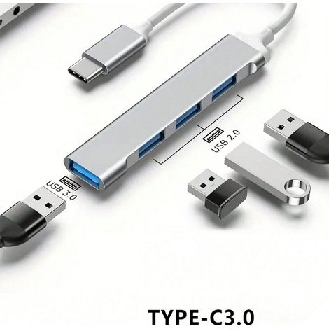 4-port Usb-c Dockingstation – Usb-c-zu-usb-hub Mit 1 Usb 3.0- Und 3 Usb 2.0-anschlüssen, Otg-funktion, Kompatibel Mit Laptops, Ipad Pro, Galaxy S23 Und Typ-c-geräten