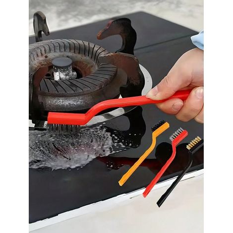 3 Bürsten Zur Reinigung Von Gaskochfeldern: Metallbürste, Öl- Und Rostentfernerbürste, Elektrische Bürste – Mehrzweck-reinigungsprodukte, Verschiedene Farben