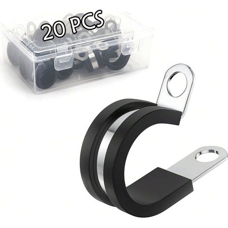 20 Stück Edelstahl-kabelbinder Mit Gummibeschichtung, Gepolstert Und Isolierend, Für Kfz-kabelbinder, Kabelklemmen, Metallrohrschellen Für Schläuche, 5/8 Zoll, Langlebig