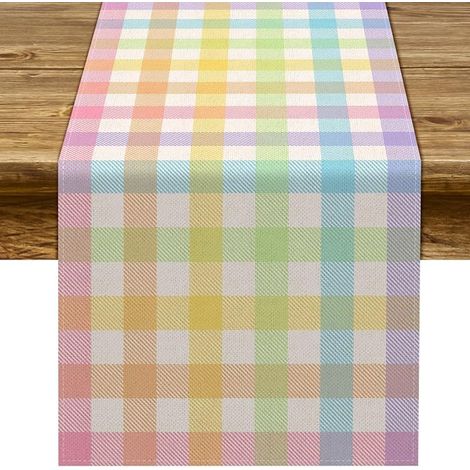 Tischläufer Im Büffelkaromuster Für Ostern, Partydekoration Für Zuhause, Küche, Esszimmer, Kamin, Landhausstil Für Die Frühlingsfeiertage (13" X 72")