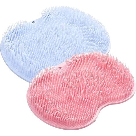 2-teilige Silikon-fußreinigungsmatte Mit Starken Saugnäpfen, Freihändiger Fußreiniger Für Dusche Und Waschlappen, 45,7 Cm