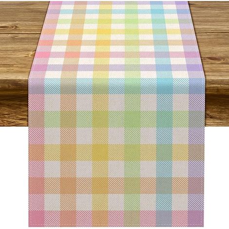 Tischläufer Mit Büffelkaromuster Für Ostern, Frühlingsparty-dekoration Für Landhaus, Kamin, Küche, Esszimmer Und Zuhause (13 Zoll X 36 Zoll)