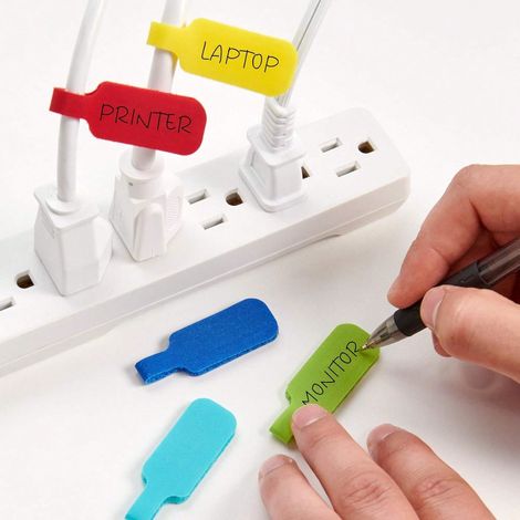 50 Leuchtende, Mehrfarbige, Wiederverwendbare Kabelbinder Mit Selbstklebenden Etiketten – Einfaches Kabelmanagement Und Kennzeichnung Für Elektronik, Computer, Haushalt Und Büro.