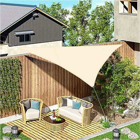 Dreieckiges Sonnensegel 3x3x3 M, Wasserdichtes Und Uv-beständiges Material, Geeignet Für Terrasse, Garten, Balkon Und Veranda, Khakifarben