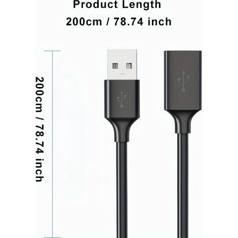 Usb 2.0 Verlängerungskabel – Stecker Auf Buchse Für Pc, Fernseher, Mobile Usb-festplatten, Hochgeschwindigkeits-datenübertragung, 78,74 Zoll (6,56 Fuß)