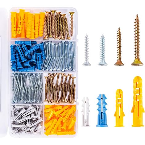 Set Mit 160 Dübeln, 80 Schrauben Und 80 Dübeln Für Gipskartonplatten, Bilderrahmen, Regale Und Pflanzenhaken, Zur Befestigung Auf Beton Und Ziegeln.