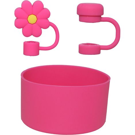 Set Aus 3 Pinkfarbenen Accessoires Für Becher Mit Einem Fassungsvermögen Von 20-40 Oz, Bestehend Aus 2 Strohhalmdeckeln Und 1 Verschlusskappe (abschlussstück Für Silikonstrohhalm, Becher Nicht Enthalt