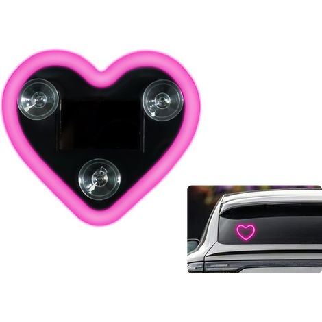 Herzförmige Neon-stimmungsleuchten Mit Solar- Und Usb-ladefunktion, 5 Beleuchtungsmodi, Für Das Armaturenbrett Im Auto Und Als Partydekoration Zu Hause, Rosa Weihnachtsgeschenk