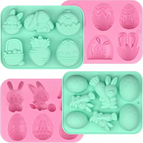 Set Mit 4 Osterei- Und Hasenformen: Gipsformen Für Diy-projekte, Geeignet Für Heimdekoration, Aromatherapie, Stressabbau-spielzeug, Partydekoration Und Kreative Geschenke.