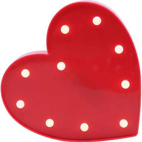 Niedliches, Herzförmiges Deko-nachtlicht, Batteriebetrieben, Für Wohn- Oder Schlafzimmer, 16 Cm, Rot