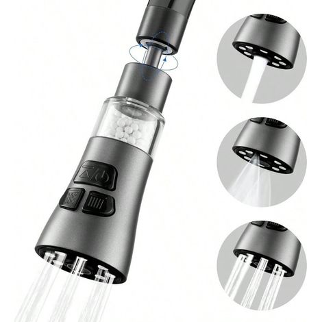 Wasserhahn Mit Wasserfilter: 360° Schwenkbarer Wasserhahn Mit Filterset Und 9 Zubehörteilen, Erweiterbarer Wasserreiniger Mit 3-stufiger Sprühfunktion