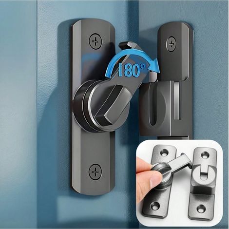 Robuster Türgriff Mit Sicherheitsfunktion, Sicherheitsschloss Für Gewerbe Und Wohngebäude, Verstellbarer Riegel 90-180° – Schwarz