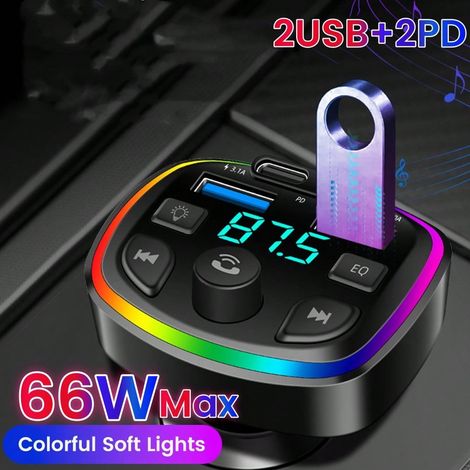 Bluetooth 5.0 Fm-transmitter Fürs Auto – Freisprecheinrichtung, Mp3-player, 3,1-a-schnellladegerät, 2 Usb-anschlüsse, Zubehör Und Kfz-ladegerät