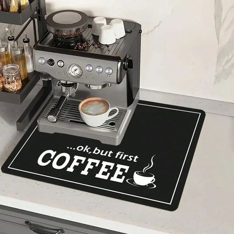 Saugfähige Kaffeemaschinenmatte, Schutz Für Die Küchenarbeitsplatte – Matte Mit Dem Aufdruck „coffee First“ Für Geschirr, Tassen Und Als Dekoration, 50 × 80 Cm