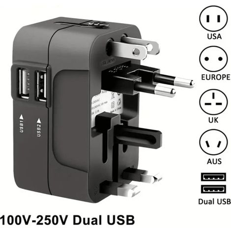 Universeller All-in-one-reiseadapter: Universeller Netzadapter Mit Usb-c- Und Usb-a-anschlüssen Für Die Usa, Die Eu Und Australien