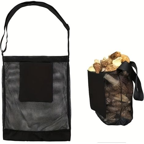 1 Stück Große Pilzsammeltasche Für Den Außenbereich, Schwarz, Strapazierfähige Gartentasche Für Obst Und Gemüse, 25,4 Cm