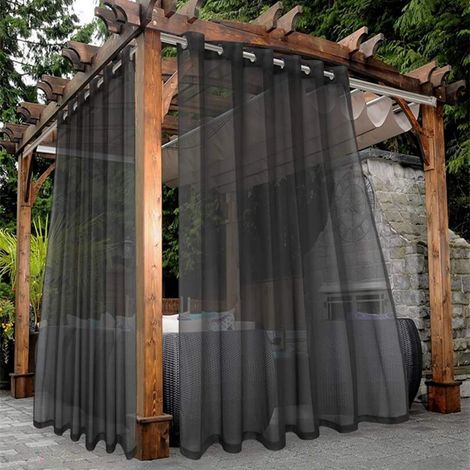 1 Stück Einfarbiger, Wasserdichter Outdoor-fenstervorhang Aus Terynle, Modernes Minimalistisches Design, Staubdicht Und Sonnenabweisend, Geeignet Für Pavillon, Balkon Und Garten: 132 X 241 Cm, Schwarz