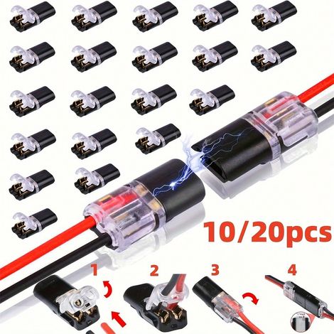 Packung Mit 10 Doppeldrahtverbindern, 2 Pins, 2 Anschlüsse, Pvc-isolierte Schnellanschlussklemmen Mit Verriegelungsclip, Für Led-lichterketten