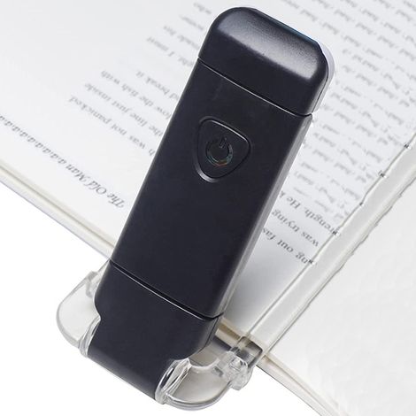 Wiederaufladbare Led-leselampe Mit Usb-anschluss, Einstellbares Licht, Augenschonend, Mit Praktischem Clip, Schwarz