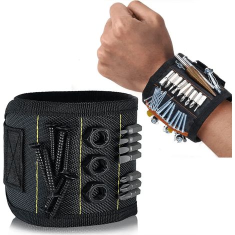 Set Mit 2 Magnetarmbändern Zum Halten Von Schrauben, Nägeln Und Bohrern – Werkzeuggürtel Mit Starken Magneten, Geschenk Für Männer, Frauen, Heimwerker, Schreiner Und Bauarbeiter