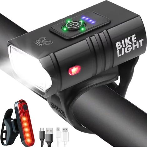 Fahrradscheinwerfer-set, Hohe Leuchtkraft, Ultrahelle Lampen, Mehrere Modi, Usb-aufladbar, Wasserdichte Vorder- Und Rücklichter Für Nachtfahrten, Mountainbiken Und Straßen