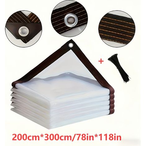 1 Durchsichtige Pvc-plane Mit Löchern, Für Garten, Balkon, Gewächshaus, Hof, Hühnerstall, Veranda, Camping, Wasserdichter Regenschutz Im Freien, 78,74 X 118,11 Zoll
