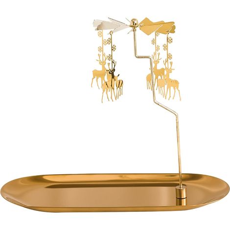 Drehbarer Kerzenhalter Mit Tablett, Goldenes Kerzenkarussell, Drehbarer Teelichthalter Aus Metall Für Tischdekoration, Dekorationen Für Weihnachten, Valentinstag, Partys, Geschenk (weihnachtselch)