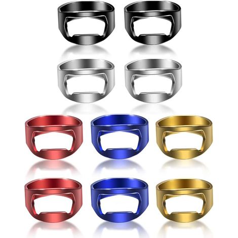 Set Mit 10 Farbigen Flaschenöffnerringen Aus Edelstahl Für Bier, Ideal Für Partys Und Als Geschenk (schwarz, Silber, Rot, Gelb, Blau)