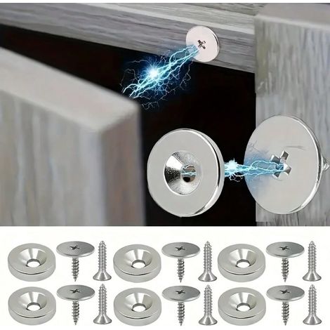 12 Magnetische Möbeltürverschlüsse, Magnetische Metallriegel, Verdeckte Verschlüsse Für Küchenglastüren, Möbel, Schränke, Schubladenschlösser (4 Sets)