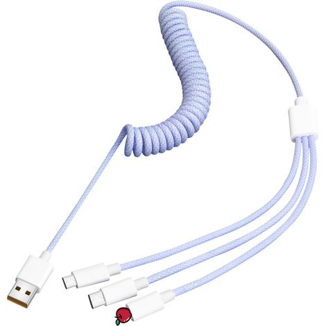 3-in-1-schnellladekabel (100 W Max.), Gerades, Geflochtenes Nylonkabel Mit Verstellbarer Feder, Kompatibel Mit Iphone 16–11, Samsung, Ipad, Lila