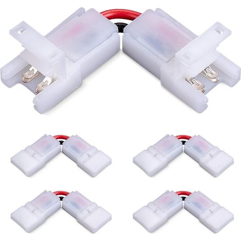 Packung Mit 5 X 8 Mm 2-pin 5050 Led-streifen Mit 90-grad-l-verbindern, Lötfreier Rechtwinkliger Led-eckadapter