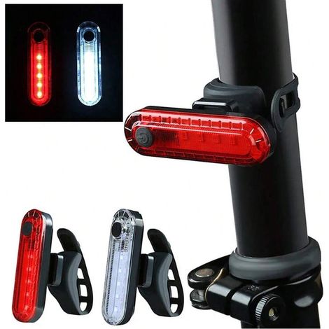 1 Rücklicht Für Fahrräder: Helles Led-licht Für Nachtfahrten, Usb-aufladbar Und Wasserdicht, Weiß.