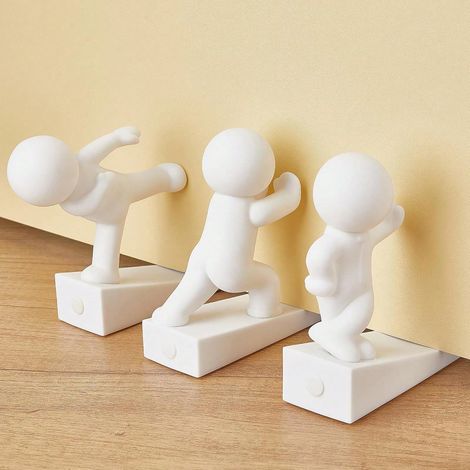 3-teiliger Türstopper Im Kung-fu-stil, Robuster Türkeil Aus Kunststoff Mit Kung-fu-motiv, Bodenschutz Für Zuhause Und Haustiere