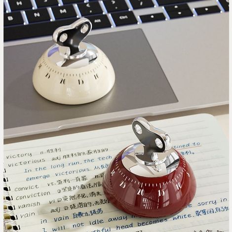 1 Stück Mechanischer Küchentimer, Magnetisch, Batterielos - Einfach Zu Bedienender Küchentimer Zum Backen, Weiß.
