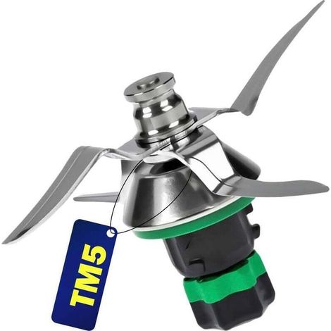 Messer – Thermomix Tm5 – 4 Edelstahlklingen Mit Titanbeschichtung – Bidirektionale Rotation – Inklusive Dichtung – 1 Stück