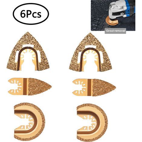 Wolframkarbid-oszillationssägeblätter, 6er-pack, Universelle Dreieckige Halbkreisform Für Multifunktionswerkzeuge, Kompatibel Mit Bosch, Makita, Fein Und Milwaukee